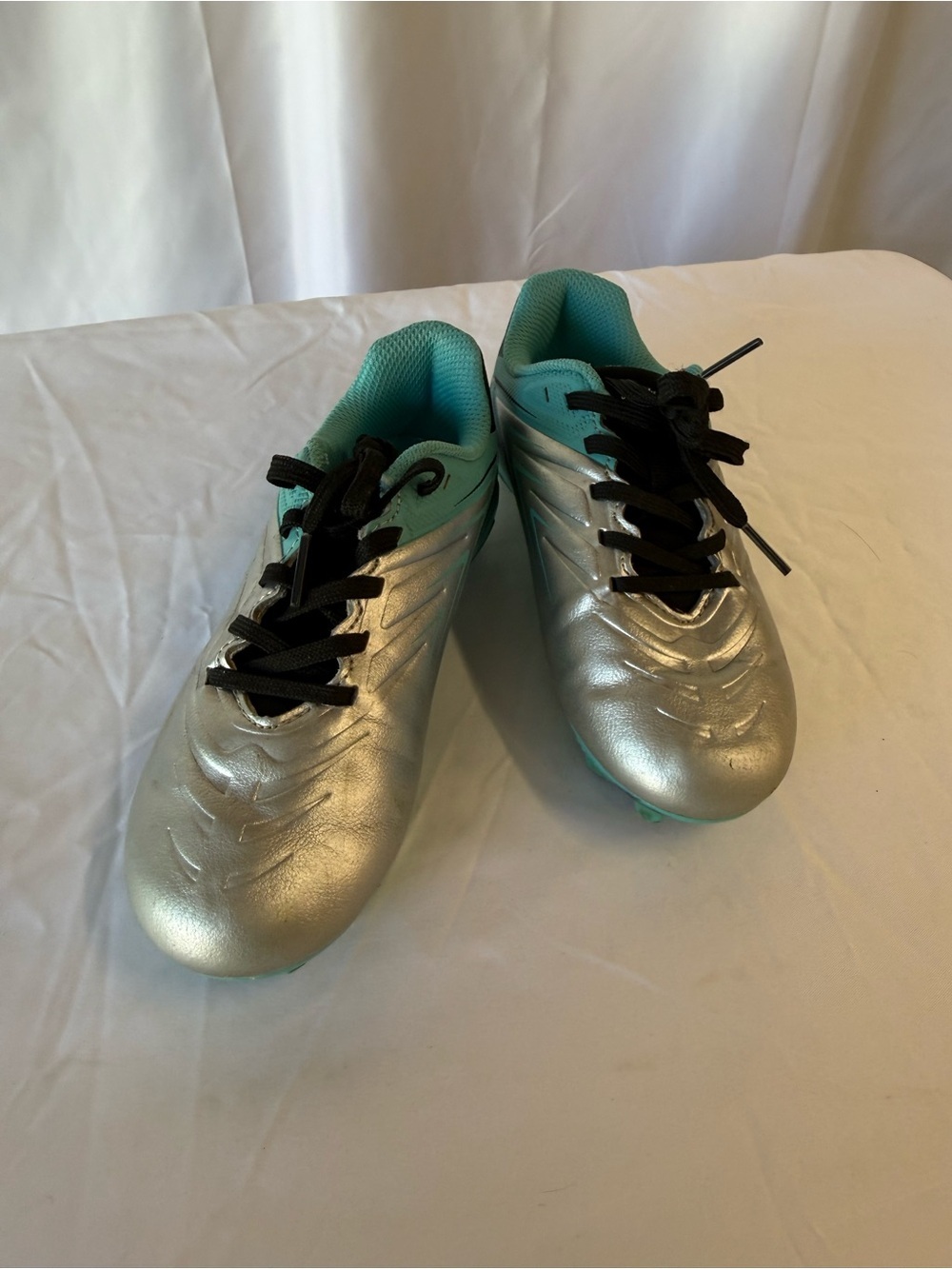 DSG Kids 12 soccer cleats speed viper 2.0 teal silver athletic sports